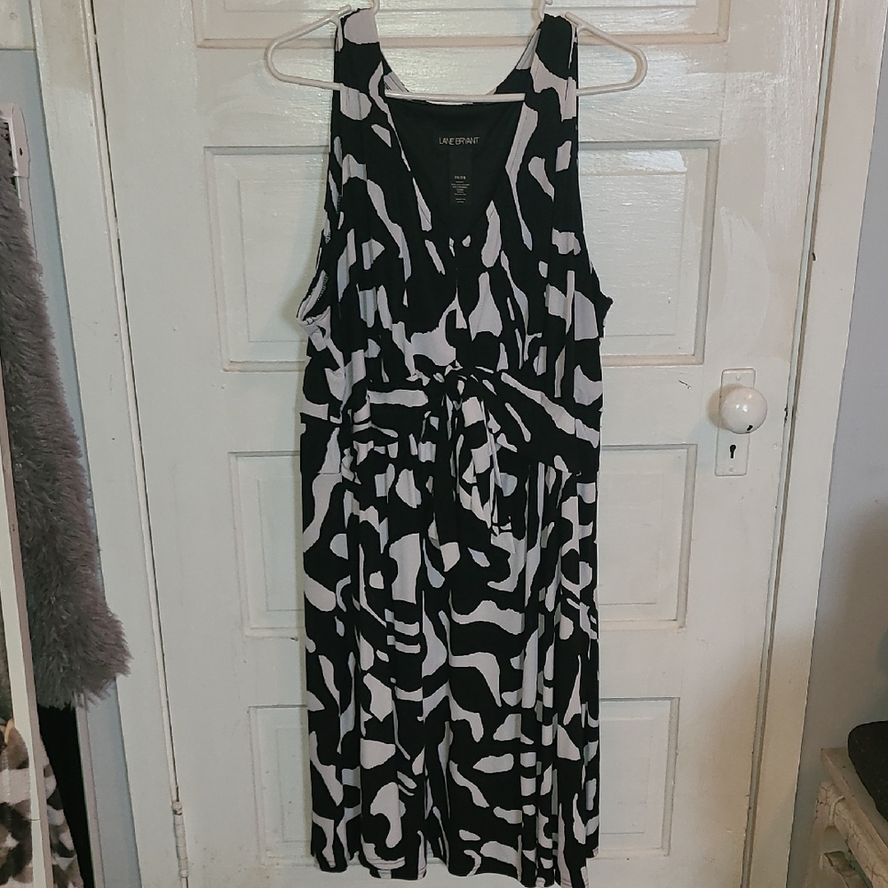 Lane Bryant Black and White Abstract Midi Dress